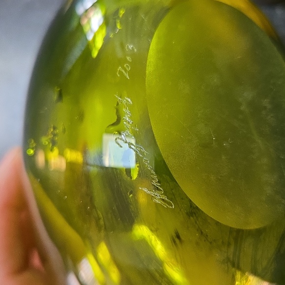 Sharon Fujimoto Handblown Sign Art Green Glass Flakes Bud Vase Vintage Japanese - Picture 4 of 13